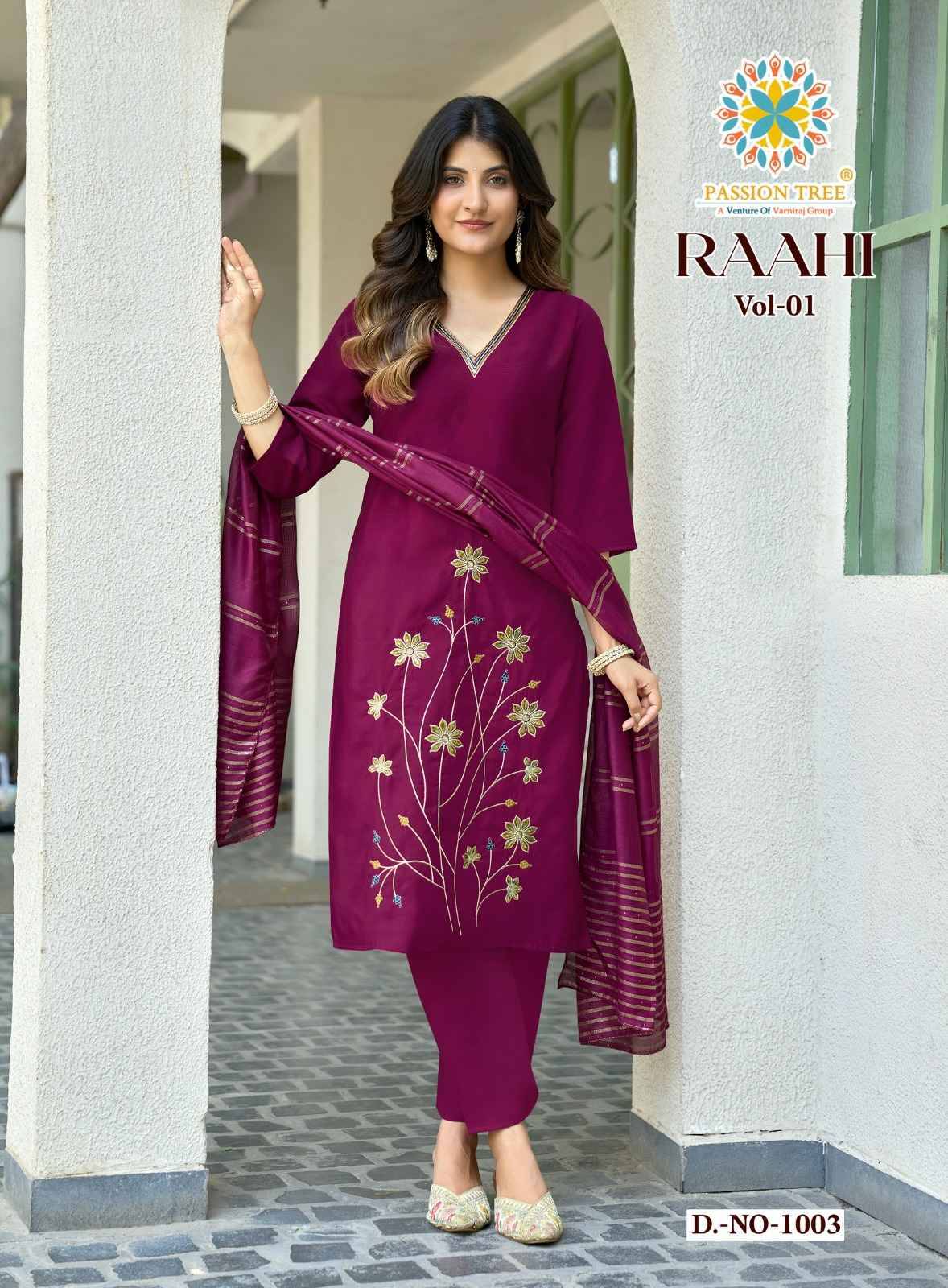 RAAHI  VOL-1 By Passion Tree 1001 To 1008 Series Beautiful Festive Suits Colorful Stylish Fancy Ethnic Wear ROMAN SILK Embroidery Dresses At Wholesale Price